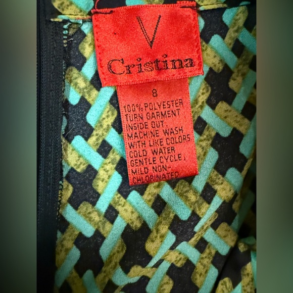 V Cristina Geometric Flare Pants in Green and Blue Size 8 - Picture 9 of 9